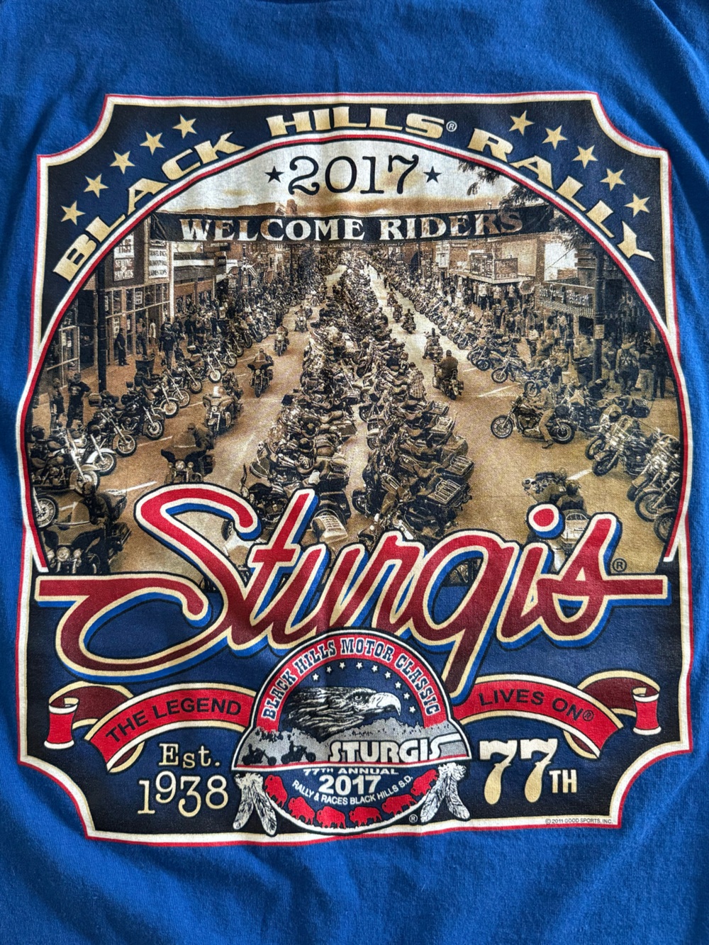 Alstyle Blue 2017 Sturgis Rally Graphic Throw with Multi-Color Print